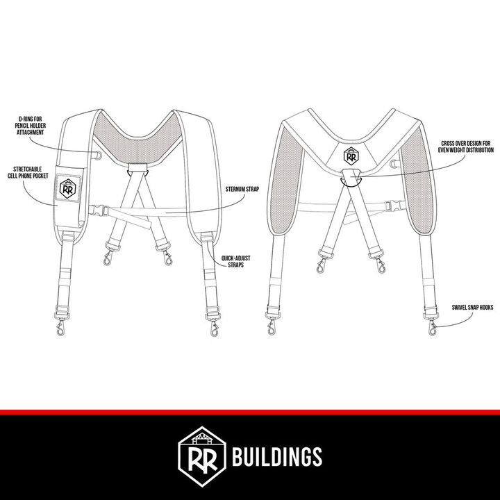 RR Buildings Tool Belt with Suspenders Black Small, large image number 12
