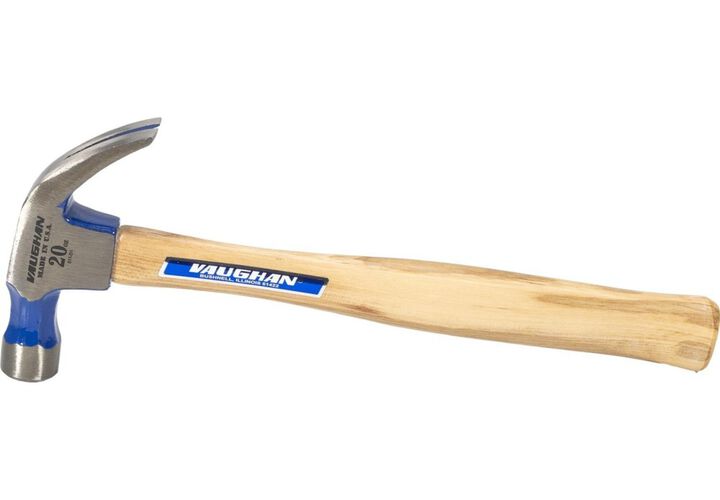 Vaughan 20 Oz Smooth Face Curved Claw Hammer with Hickory Handle