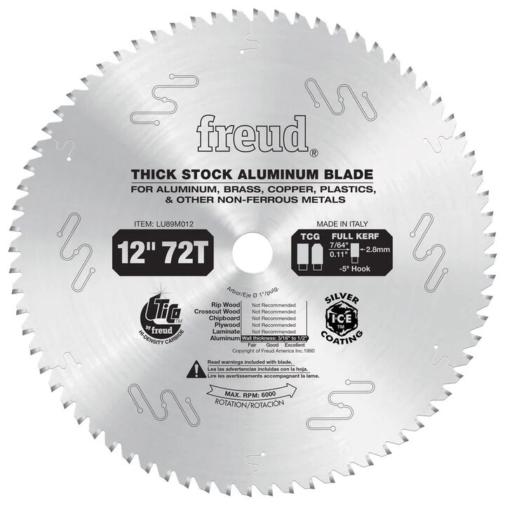 Freud 12 Inch 72T Thick Non-Ferrous Metal Blade