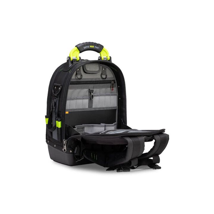Veto Pro Pac 35 Lbs Small Zippered Tool Backpack, Black/Hi-Viz Yellow, large image number 7