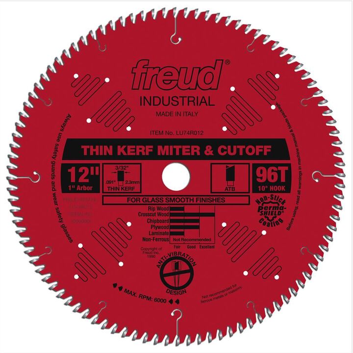 Freud 12 In. x 96T Thin Kerf Ultimate Cut-Off Blade