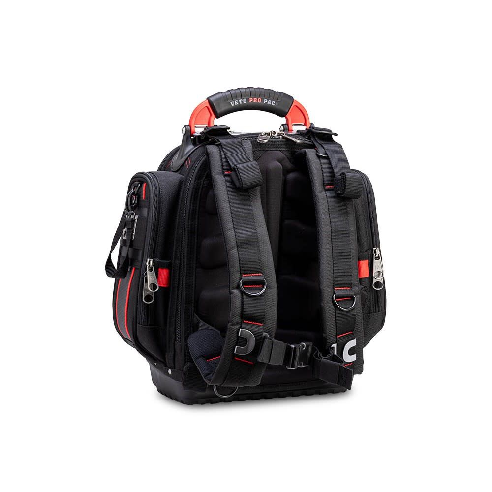 Veto Pro Pac 40 Lbs Small Zippered Compact Tool Backpack, Black/Red, large image number 2
