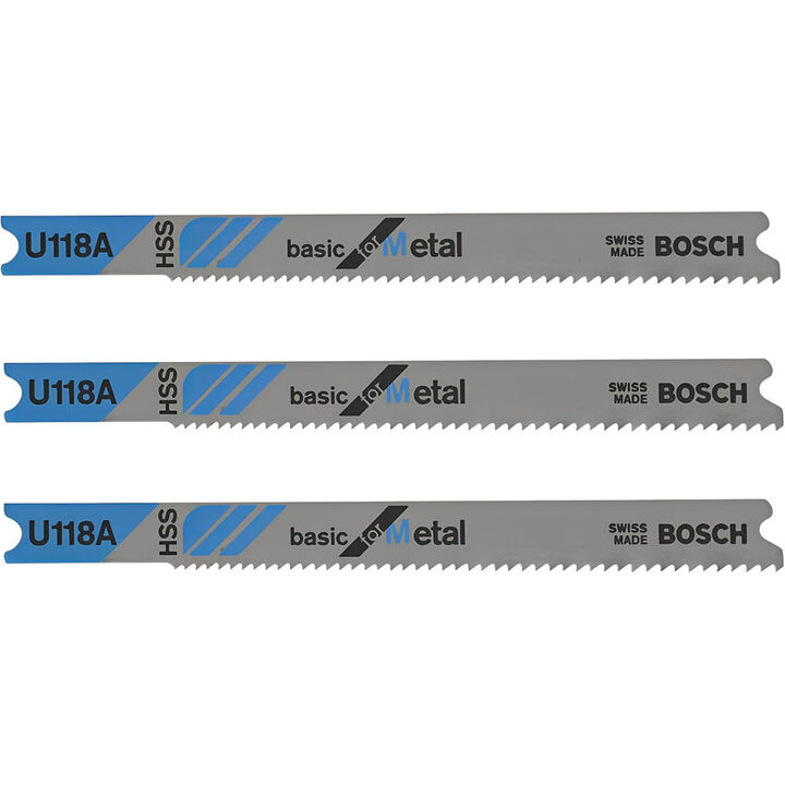 Bosch Jig Saw Blades 3pc 3 1/8in 17 24P TPI Basic Metal Cutting U shank