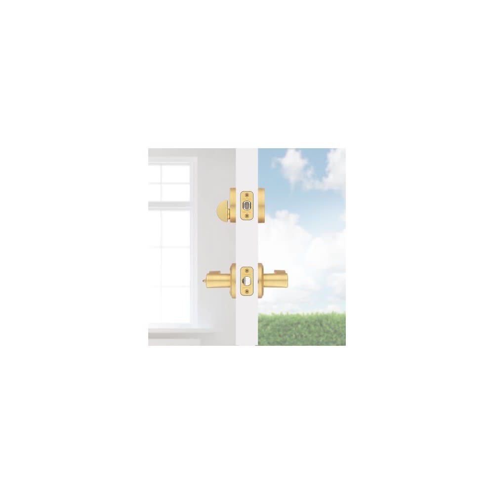 Kwikset Sedona 991SEL-SMT-4 Satin Brass Keyed Single Cylinder Deadbolt, large image number 12