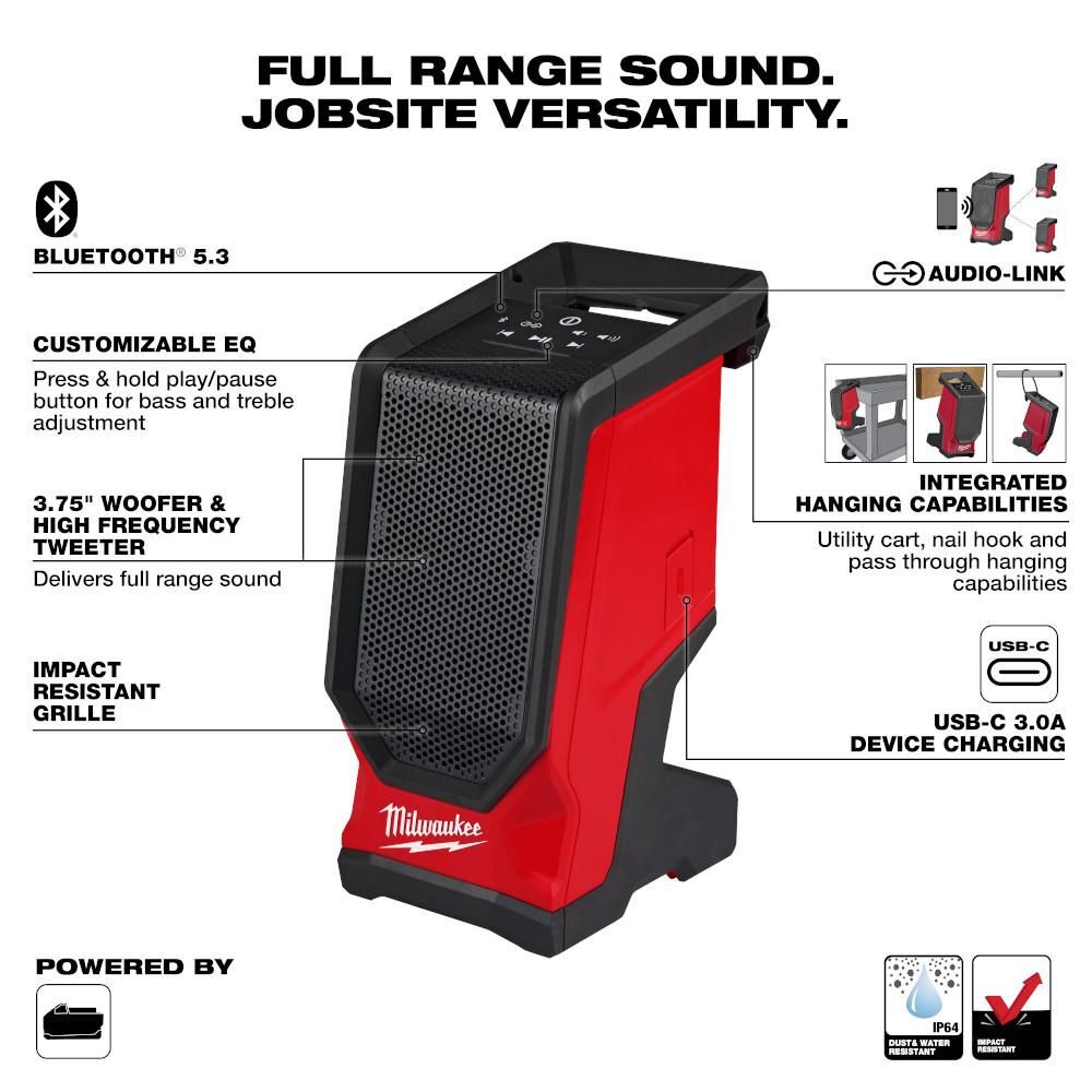 Milwaukee M18 Bluetooth Jobsite Speaker (Bare Tool), large image number 2