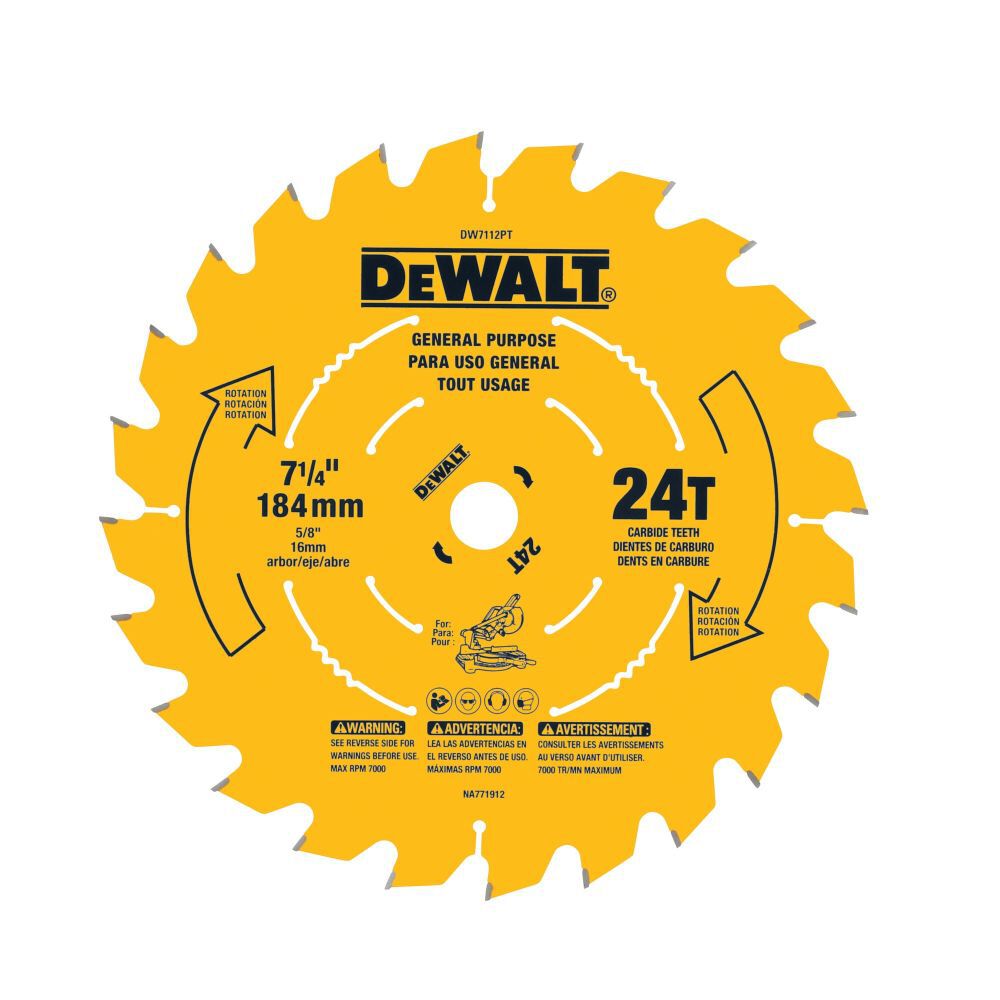 DEWALT Cordless Miter Saw Blade 7-1/4 In. 24T, large image number 1