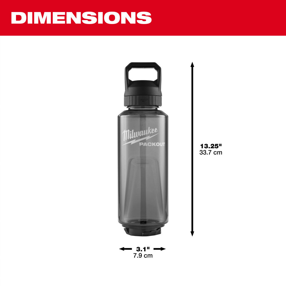 Milwaukee PACKOUT 48 Oz Bottle with Chug Lid, Black, large image number 8
