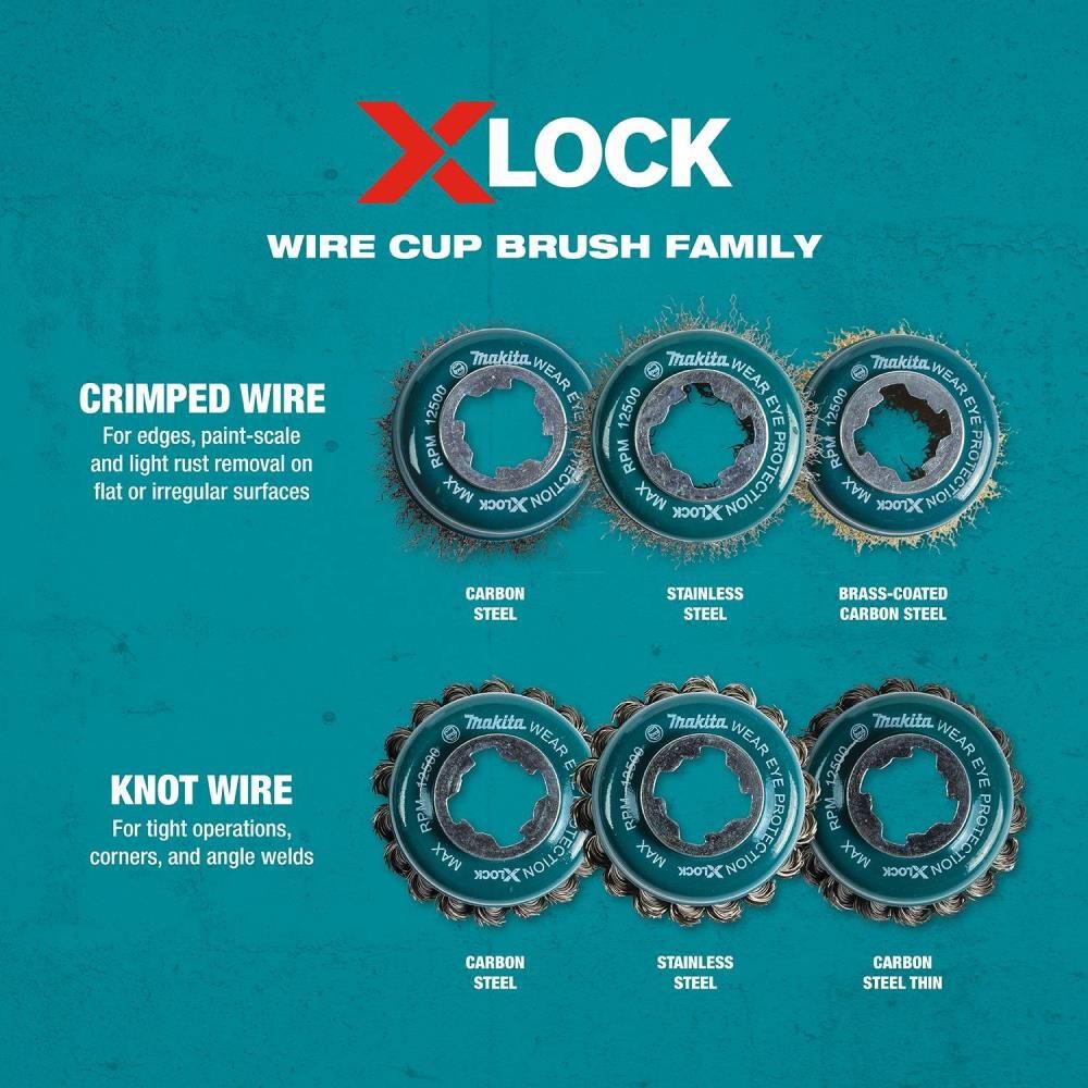 Makita X-LOCK 3-1/8in Stainless Steel Knot Wire Cup Brush, large image number 9