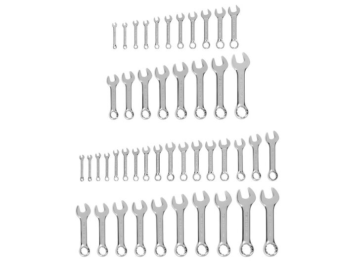 Tekton Stubby Combination Wrench Set, 46 Pieces, 1/4-1-1/4 Inch, Sizes: 6-32 mm