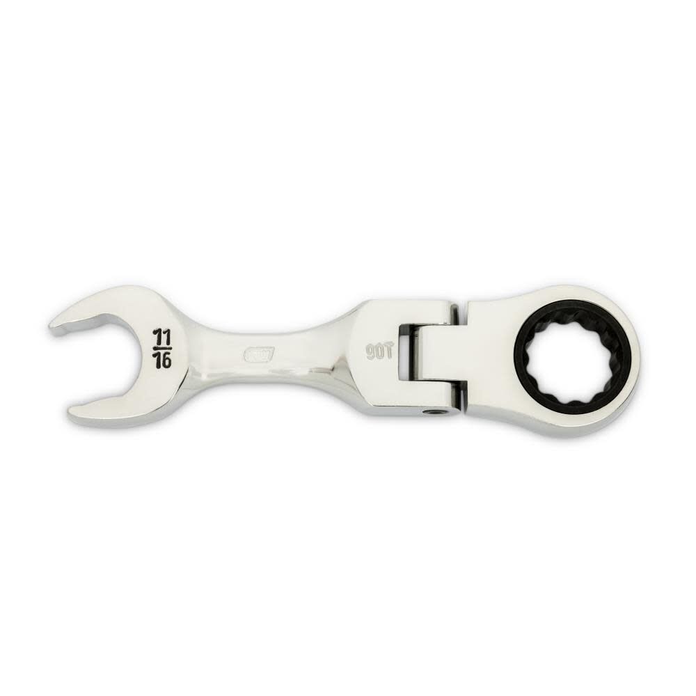 GEARWRENCH 11/16 Inch 90-Tooth 12 Point Stubby Flex Combination Ratcheting Wrench, large image number 1