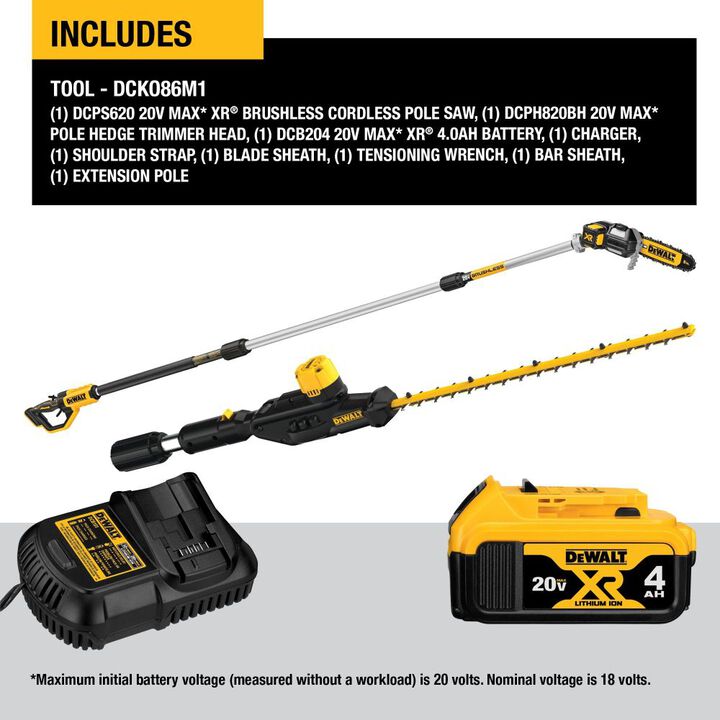 DEWALT 20V MAX Lithium-Ion Cordless Pole Saw and Pole Hedge Trimmer Combo Kit, large image number 1