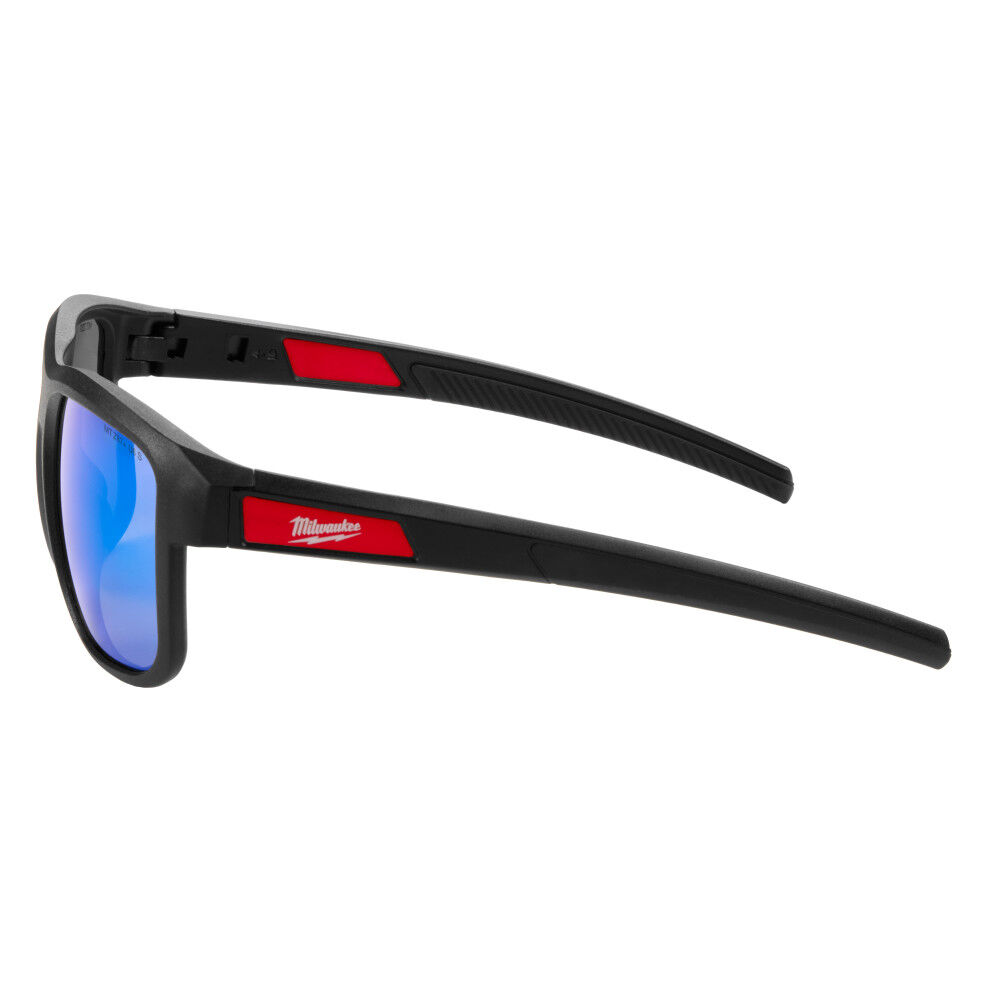 Milwaukee Full Frame Safety Glasses with Removable Side Shields Blue Mirrored Anti-Scratch Lenses, large image number 4