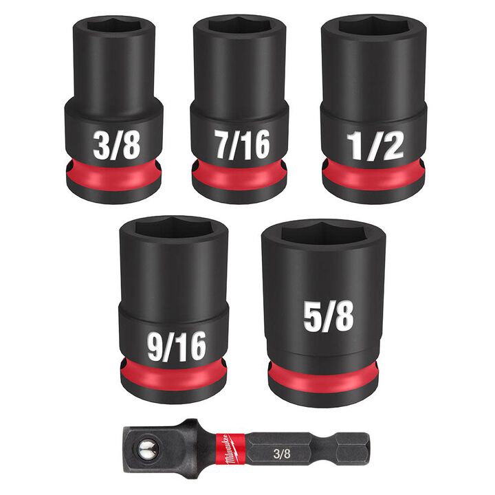 Milwaukee SHOCKWAVE Impact Duty 3/8in Drive SAE Standard Socket Set 6pc