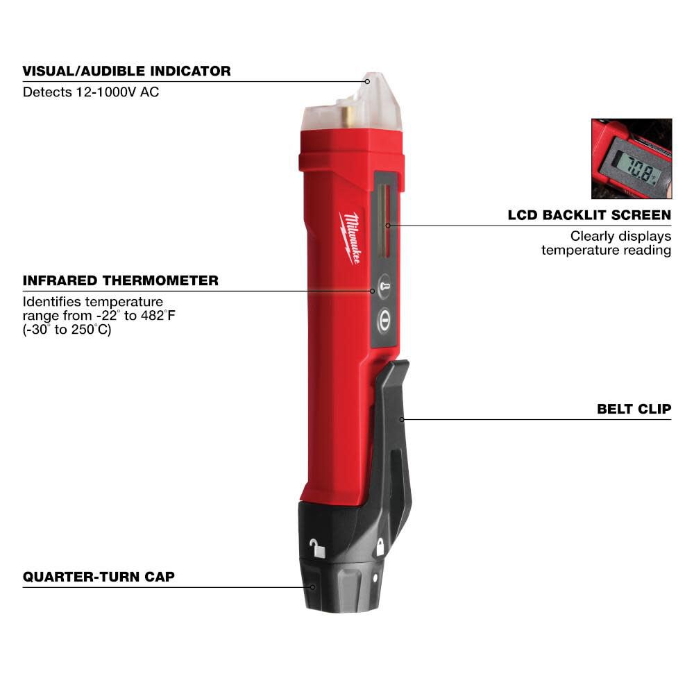 Milwaukee Non-Contact Voltage Detector with Laser Infrared Thermometer, large image number 3