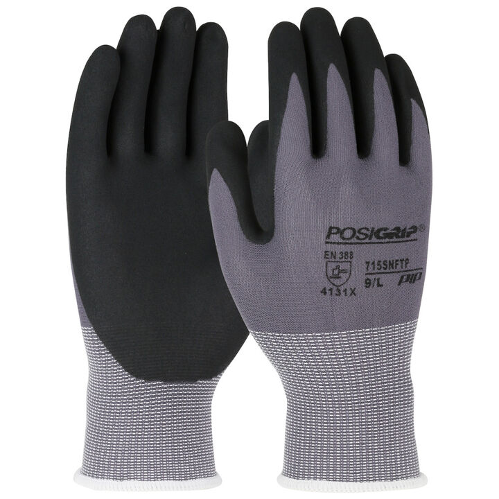 Protective Industrial Products Gloves Gray PosiGrip Seamless Knit Nylon with Nitrile Small 12 Pairs of Gloves