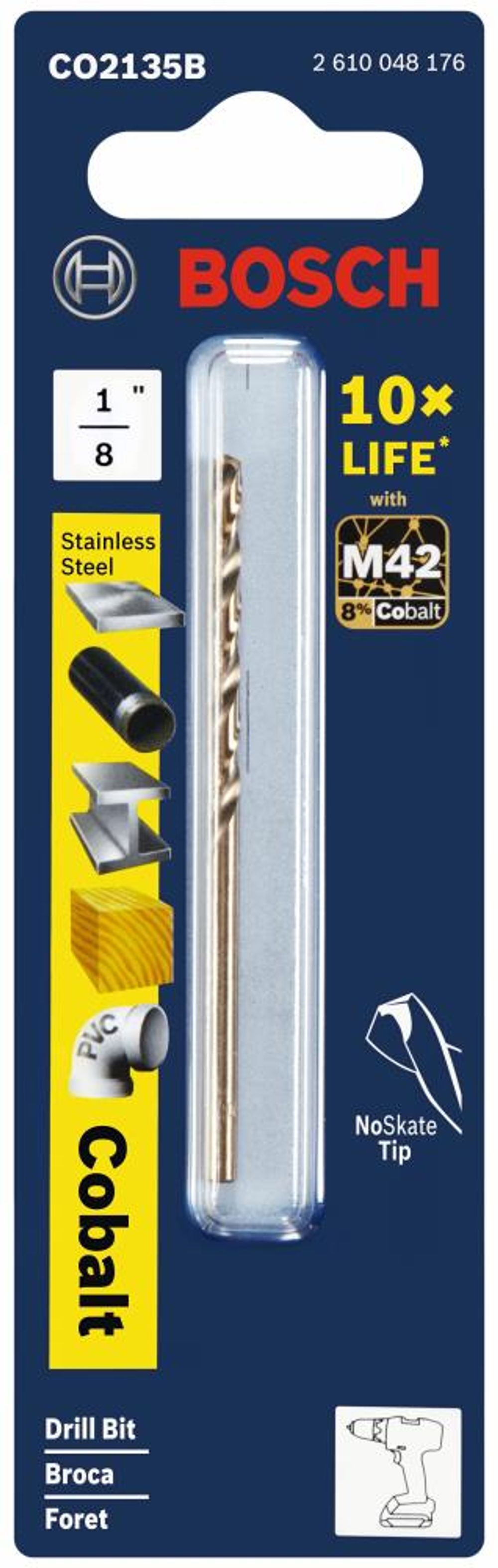 Bosch 1/8 Inch X 2-3/4 Inch Cobalt M42 Drill Bit, large image number 3