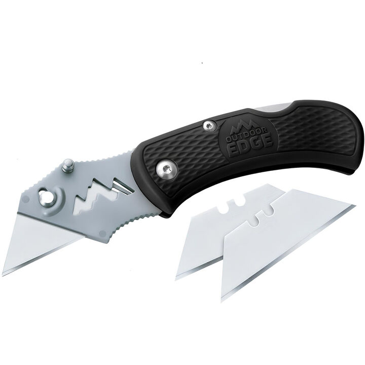 Outdoor Edge BOA Razor Folding Utility Knife with 3 Blades Black
