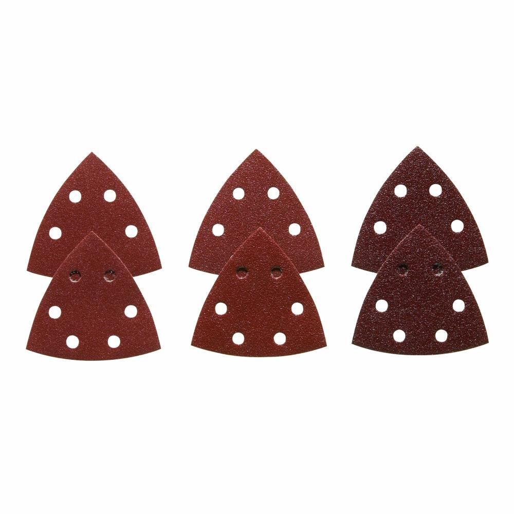 Bosch 3-1/2 Inch Assorted Grits 6 pc. Red Detail Sander Abrasive Triangles for Wood, large image number 1