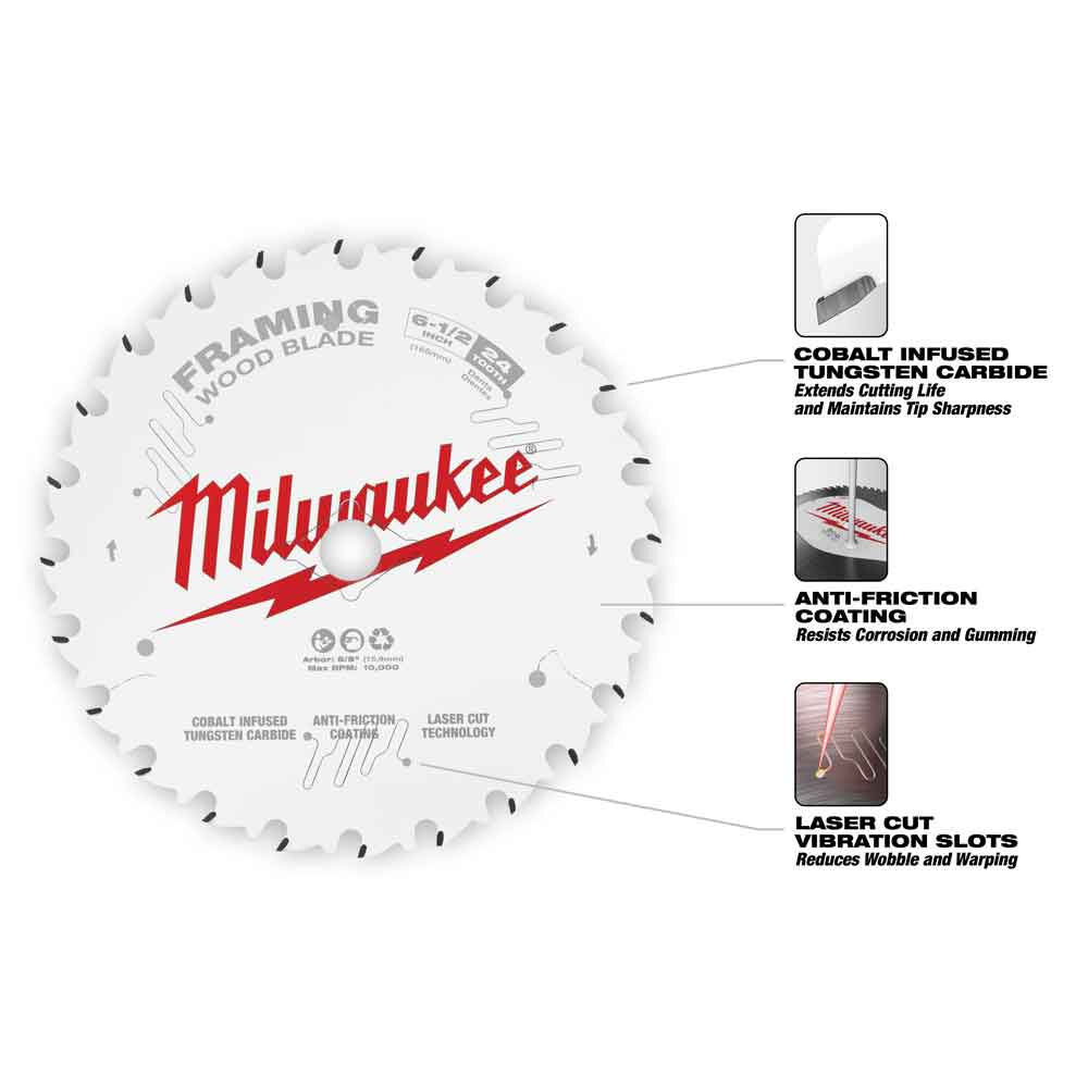 Milwaukee 6-1/2 Inch 24T Framing Circular Saw Blade Bundle, 10 Pieces, large image number 9
