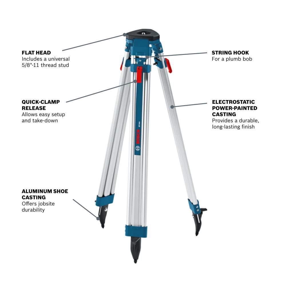 Bosch 63 Inch Aluminum Flat Heat 5/8In-11 Contractors' Tripod, large image number 3