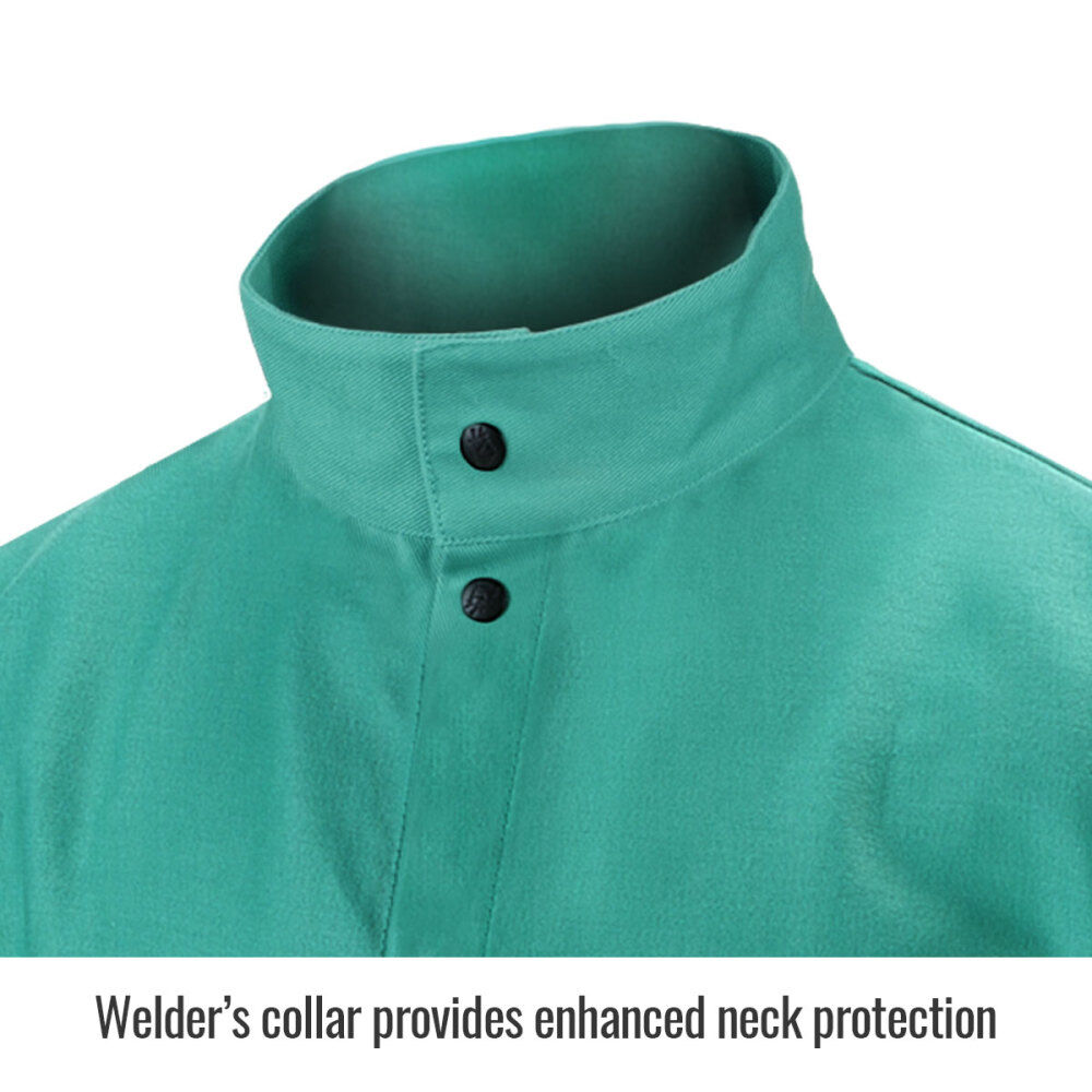 Black Stallion Welding Jacket 9oz Green FR Cotton 4X, large image number 2