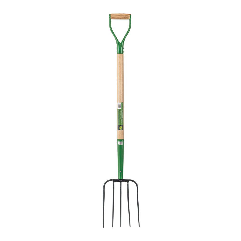 John Deere 5 Tine Steel Compost Fork with 36 Inch Wood D-Handle, large image number 1