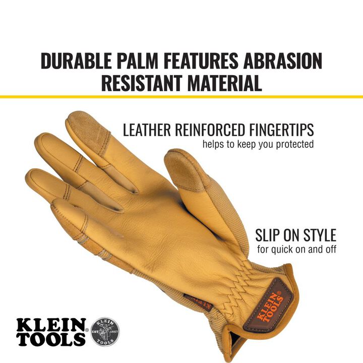 Klein Tools Leather All Purpose Gloves, Medium, large image number 2