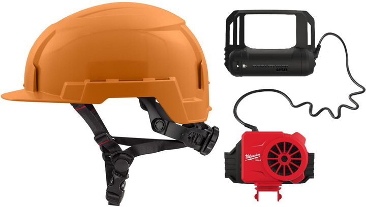 Milwaukee BOLT Front Brim Helmet Class E & USB Cooling Fan, swatch