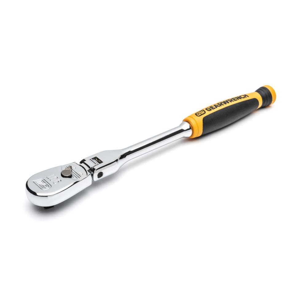 GEARWRENCH 1/4in Drive 90 Tooth Dual Material Flex Head Teardrop Ratchet - 8in, large image number 2