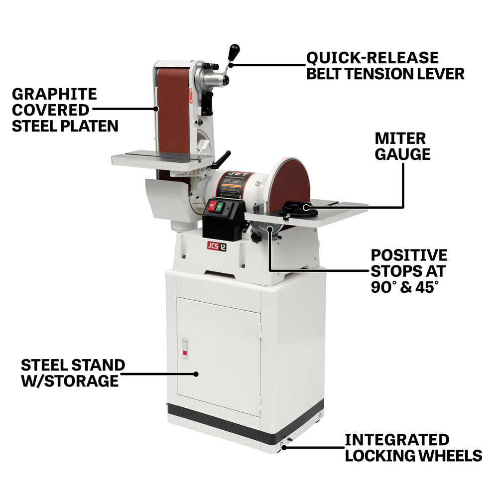 JET JSG-6CS 6 In. x 48 In. Belt / 12 In. Disc Sander with Closed Stand, large image number 8