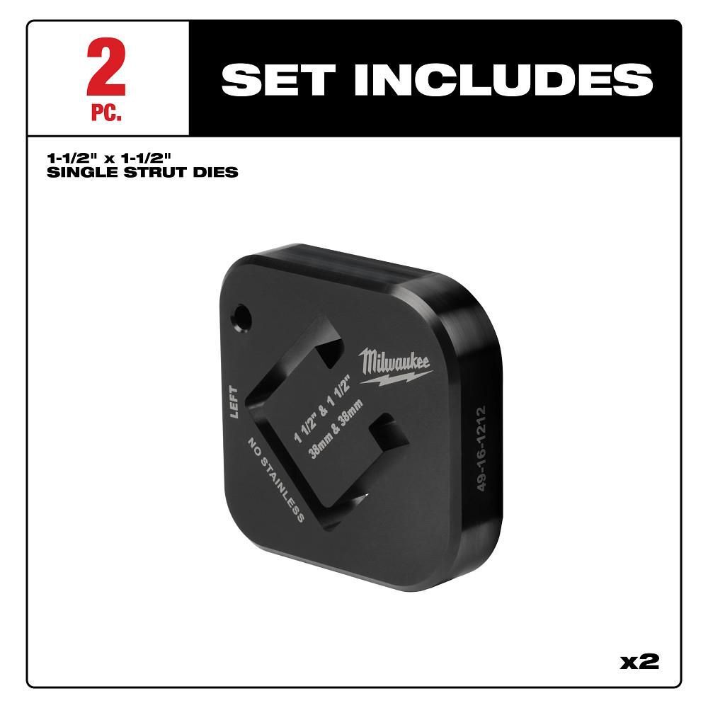 Milwaukee 1-1/2 Inch x 1-1/2 Inch Single Strut Shearing Dies, large image number 3