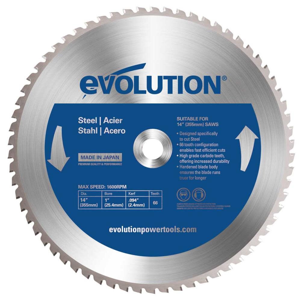 Evolution Power Tools 14 in. 66-Tooth Tungsten Carbide-Tipped Mild Steel Cutting Blade, large image number 1