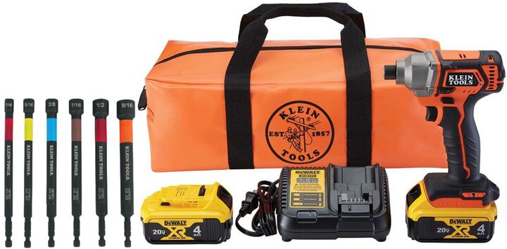 Klein Tools Compact Impact Driver Kit & 6pc Magnetic Power Nut Setter Bundle