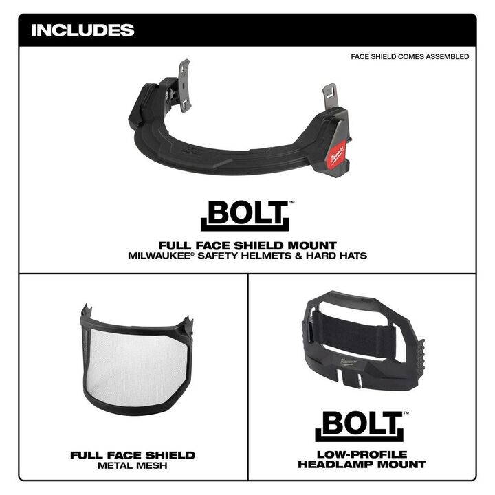 Milwaukee BOLT Full Face Shield Metal Mesh Compatible with Safety Helmets & Hard Hats, large image number 4