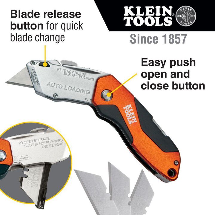 Klein Tools Auto-Loading Folding Utility Knife, large image number 1