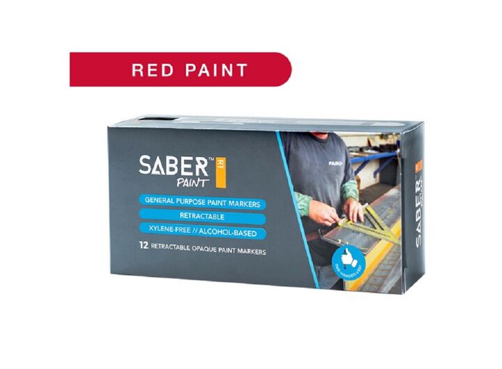 FARO Saber Retractable Paint Marker, Red, 12 Pack