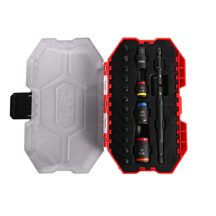 Malco Products C-RHEX Socket Install Kit with 12 Impact Rated Bits in Premium Case