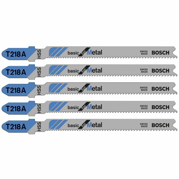 Bosch 3-5/8 Inch 17-24 TPI Basic for Metal T Shank Jig Saw Blades 5 Piece