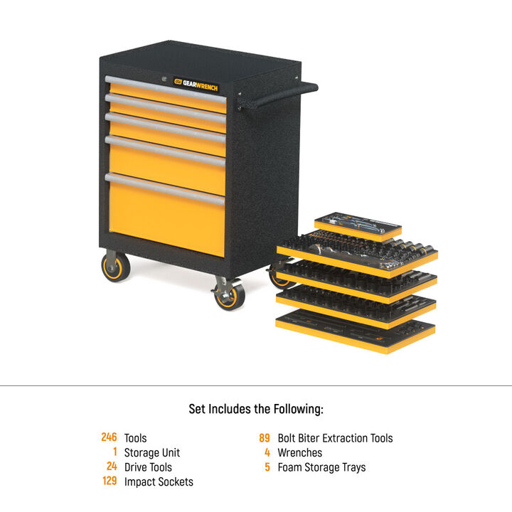 GEARWRENCH 247 Piece MEGAMOD Mechanics Tool Set in Modular Foam Trays With Storage Unit, large image number 1