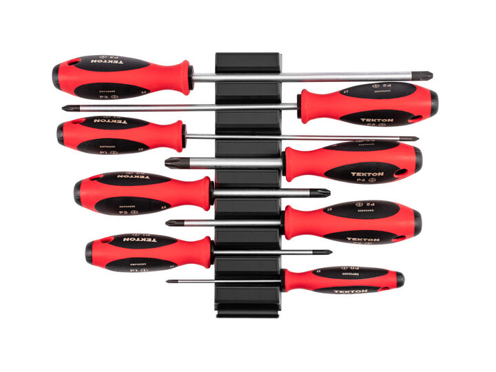 Tekton Phillips Screwdriver Set with Organizer - 4 & 8 Inch Shanks 8 Piece #0 - #4