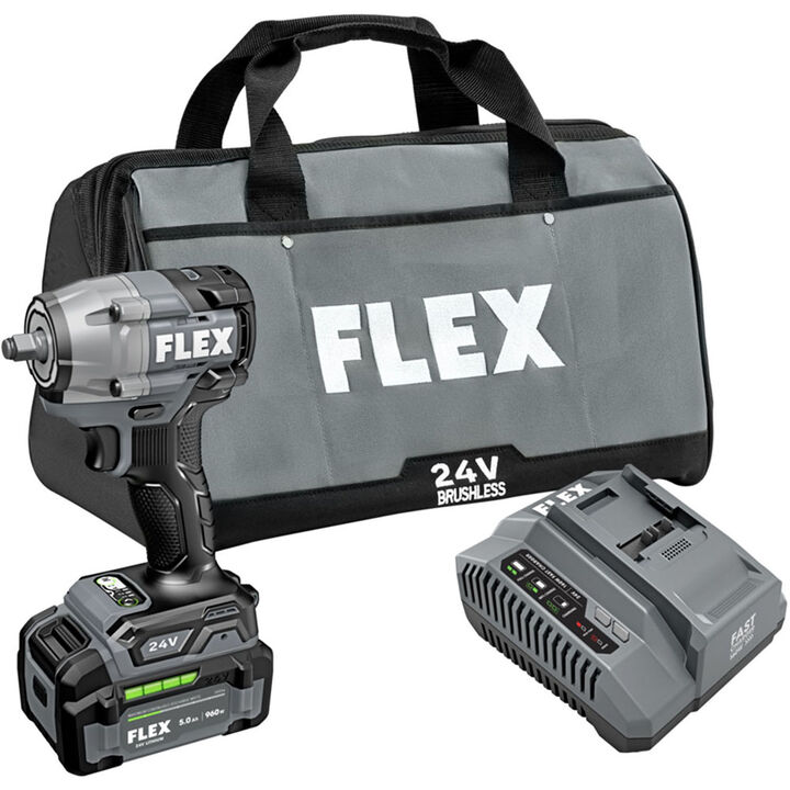 FLEX 24V Cordless 3/8 Inch Compact Impact Wrench Kit