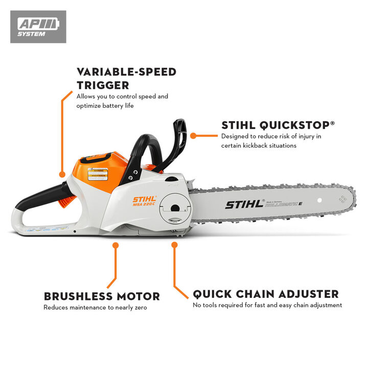 Stihl MSA 220 C-B 14 in Bar & Chain Battery-Powered Handheld Chainsaw (Bare Tool), large image number 1