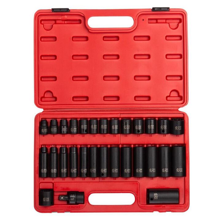 Sunex 3/8 In. Drive 12 Pt Metric Master Impact Socket Set 29 pc.