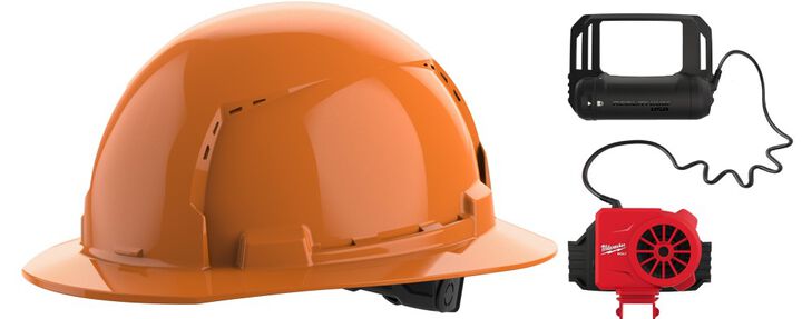Milwaukee BOLT Full Brim Vented Hard Hat with 6pt Ratcheting Suspension Type 1 Class C & USB Cooling Fan, swatch