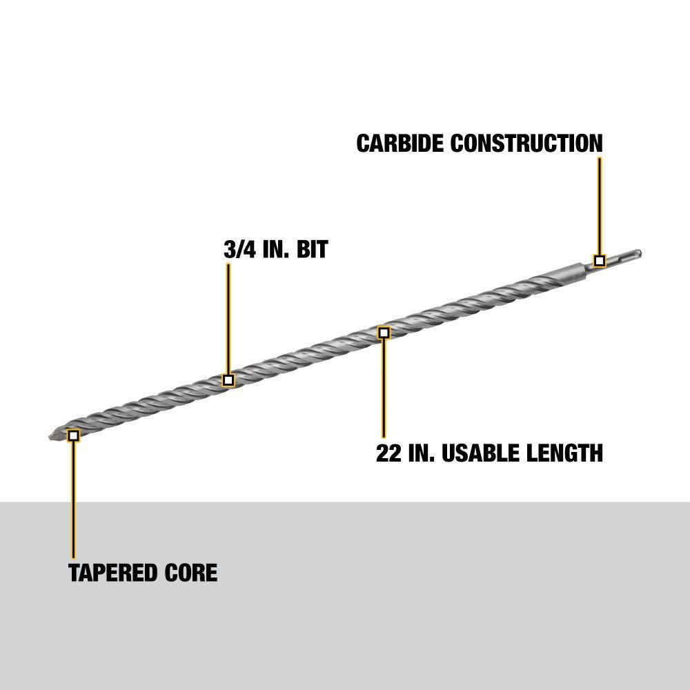 DEWALT 3/4 in in 22 in in 24 in Rock Carbide SDS Plus Hammer Drill Bit, large image number 2
