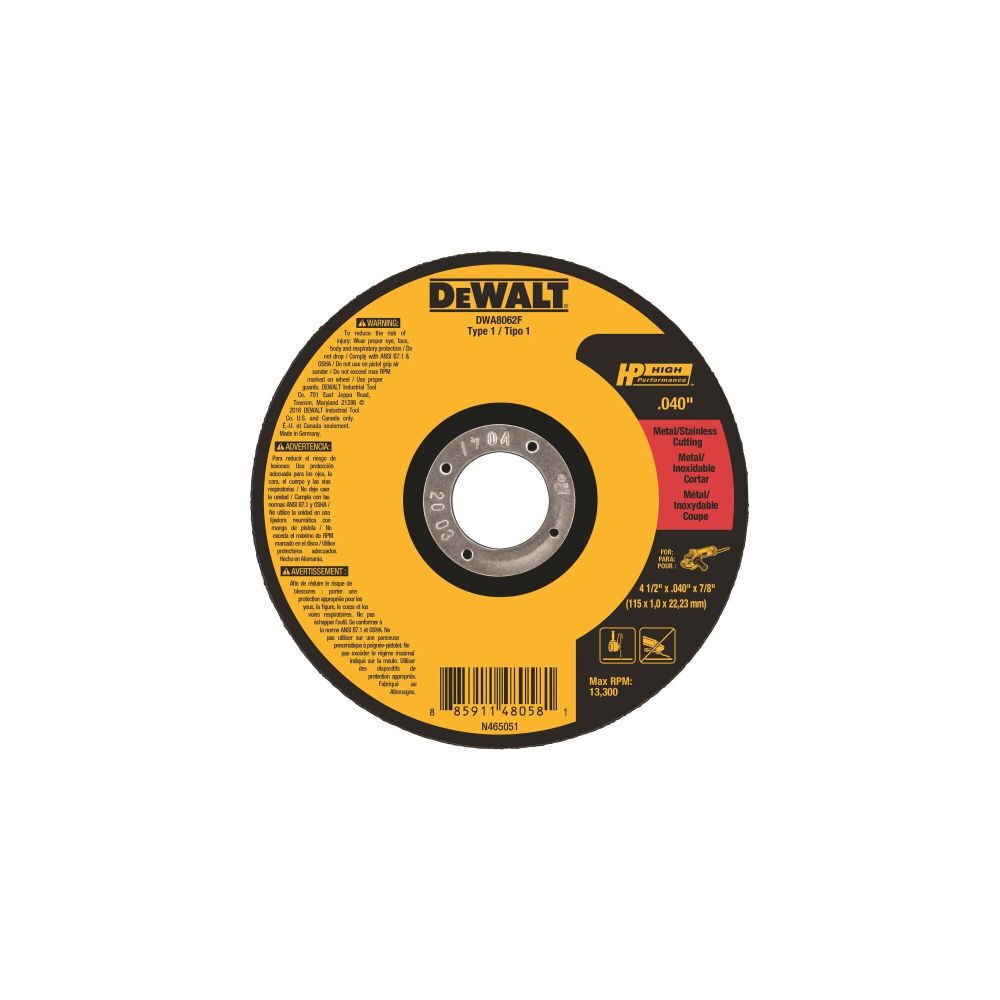 DEWALT 4-1/2 x 0.040 x 7/8 T1 HP Cut-Off Wheel, large image number 2