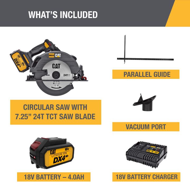 CAT 18V 7-1/4 in Cordless Circular Saw with Brushless Motor DX532, large image number 9