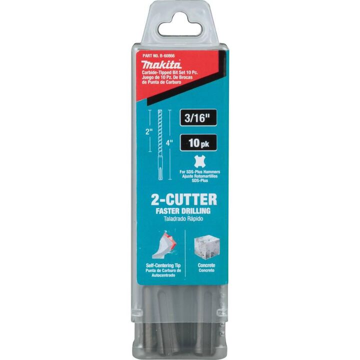 Makita 3/16in x 4in SDS-Plus Bit, 2-Cutter, 10pk, large image number 10