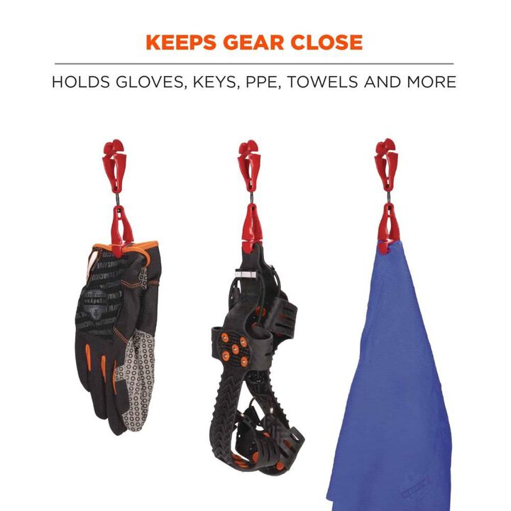 Ergodyne 3420 Red Swiveling Glove Clip Holder Dual Clips, large image number 1