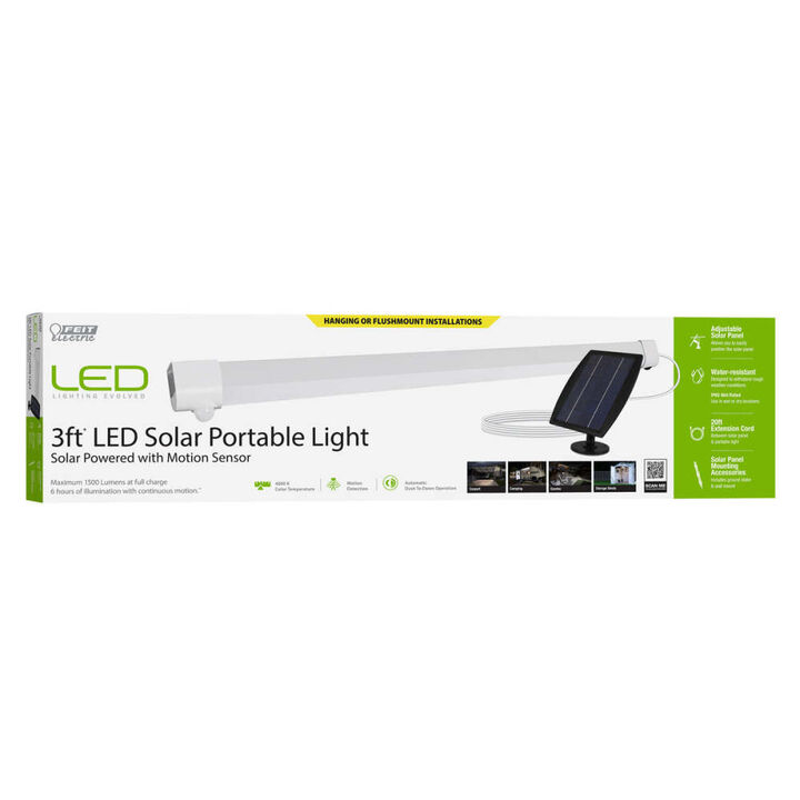 Feit Electric 3 Ft. 15W 1500 Lumens Battery Solar LED Shop Light with Motion Sensor White, large image number 1